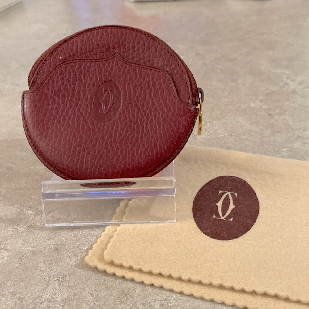 Cartier Vintage leather Coin Purse Bordeaux